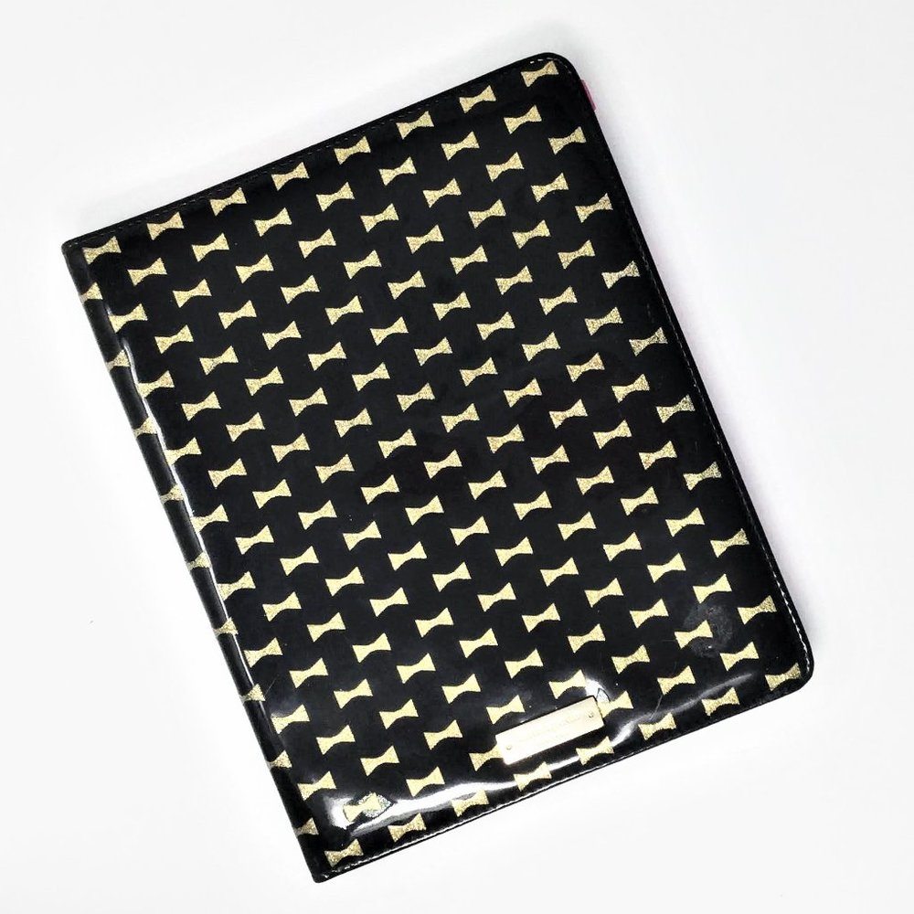 Kate Spade iPad Cover Case Folio Black Patent Gold